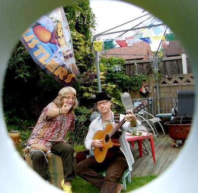 Bill Butterworth and Pete Jorgensen in the Buddha garden